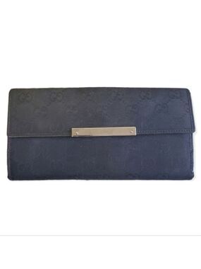 Authentic Vintage Gucci Monogram Canvas Long Flap Wallet Y2K